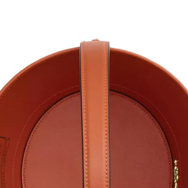 Coach 25 Metallic Logo Canvas And Leather Bucket Bag Women handbags Gold Deep-Orange CW533-IMOY8