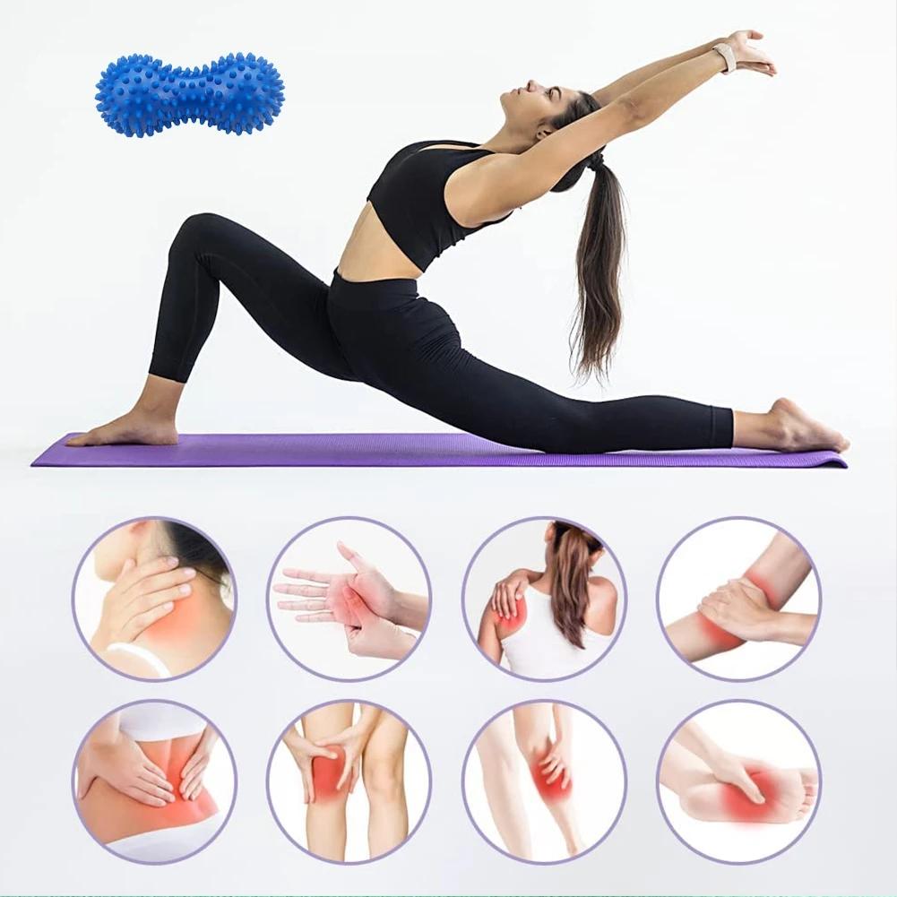 Foot Massage Roller Peanut Double Lacrosse Spiky Ball Myofascial Balls for Plantar Fasciitis Mobility Back Foot Arch Pain Relief