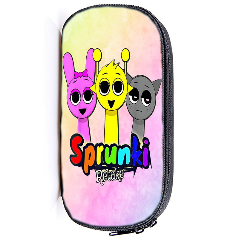 Сумка для хранения ручек Sprunki Incredibox Пенал для детей Многофункциональные косметические принадлежности для учебы Простые канцелярские принадлежности для мальчиков и девочек