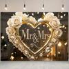 1 шт. Свадебный фон Mr&Mrs с белыми розами и золотыми сердцами, настенный декор для фотосъемки, вечеринки, плаката на день рождения, годовщину для улицы и помещения