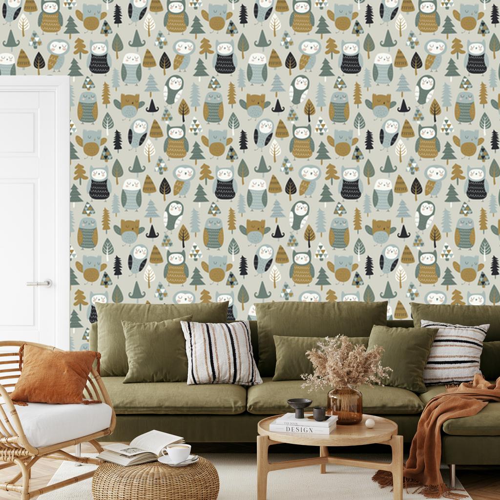 Sleeping Owls Wallpaper for Living Room and Bedroom 50x1000
