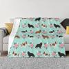 Cavalier King Charles Spaniel Blankets Flannel Winter Floral Bouquet Cute Dog Lover Breed Pet Portrait Throw Blanket For Bedroom