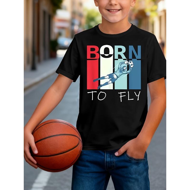 European sizes Boys' football-themed T-shirt, with a comfortable and creative design, is the ideal choice for short-sleeved summer casual wear