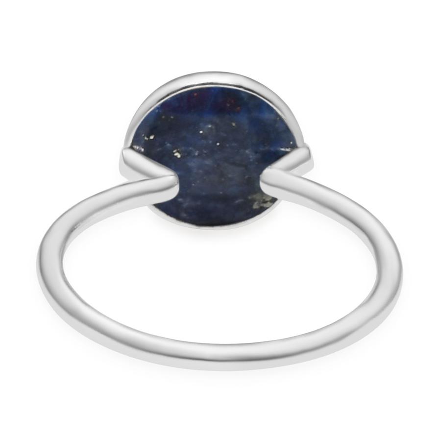 Кольцо из натурального лазурита, серебро 925 пробы, кольцо-пасьянс, круглый драгоценный камень, ювелирные изделия ручной работы, подарок на Пасху, размер кольца - 5
