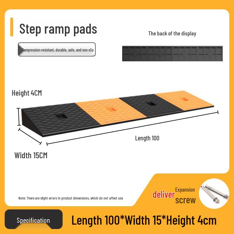 Rubber-Plastic Anti-Slip Speed Bump Curb Ramp Mat for Cars