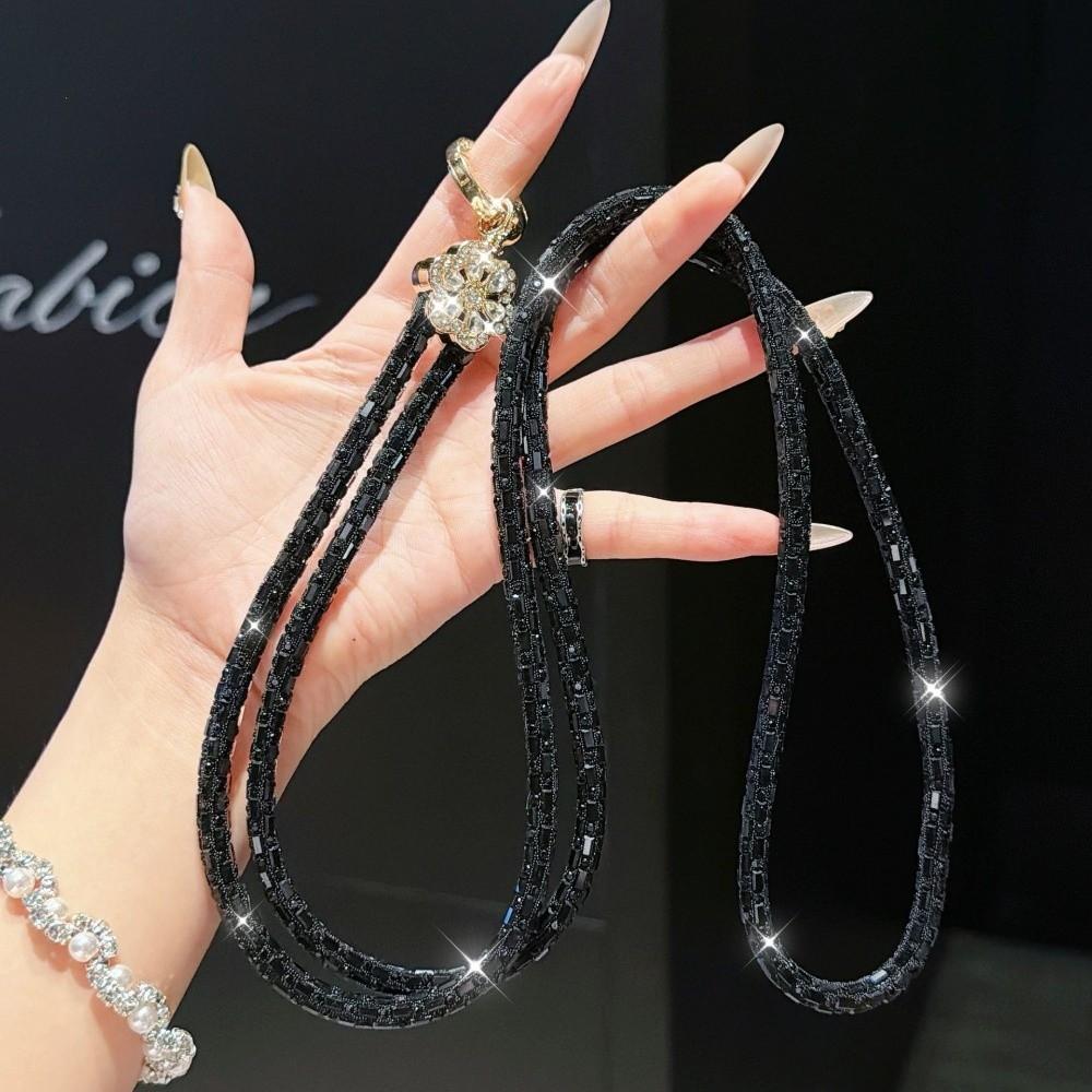 Anti-Lost Crossbody Chain Strap Rhinestone Beaded Phone Chain Crystal Phone Chain Camera Bag