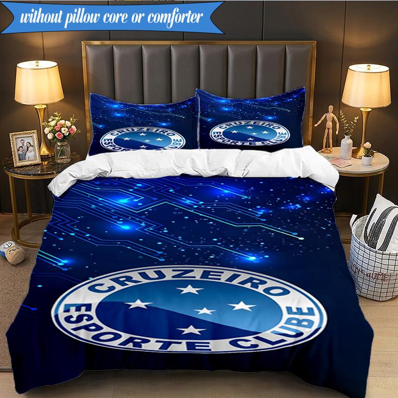 3PCS Cruzeiro Esporte Clube Printed Soft Bedding Set,Including 1pc Duvet Cover And 2pcs Pillowcases Perfect for Bedroom, Dormitory, Fan gift