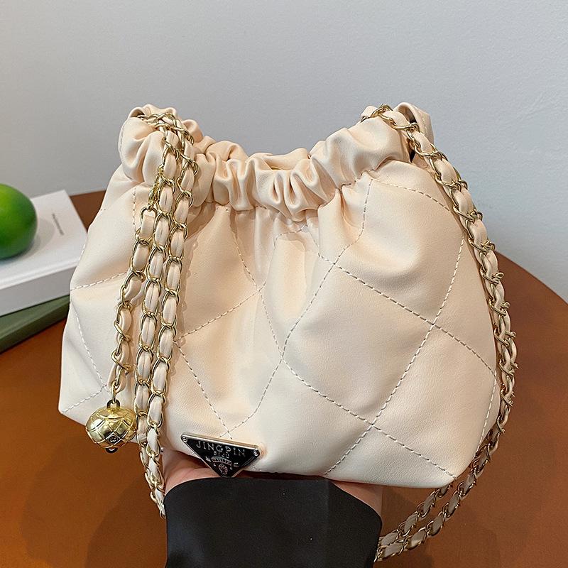 Сумка-ведро с цепочкой от знаменитости из Интернета, модная универсальная сумка-мессенджер для женщин, сумка через плечо с высокой цепочкой