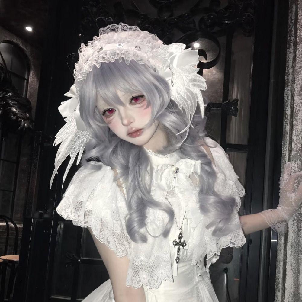 Spicy Girl Lolita Wings Lace Headband Y2k Lolita Hair Clip Cute Cosplay Headdress  Comic Convention