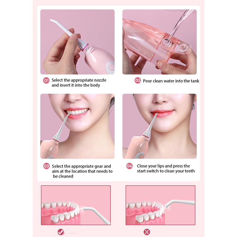 Ирригатор для полости рта, ирригатор, портативная стоматологическая струя воды, 300 мл, резервуар для воды, очиститель зубов, USB перезаряжаемый, водонепроницаемый, белый