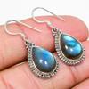 Natural Labradorite Gemstone 925 Solid Sterling Silver Gift Earring 1.25" R6f53