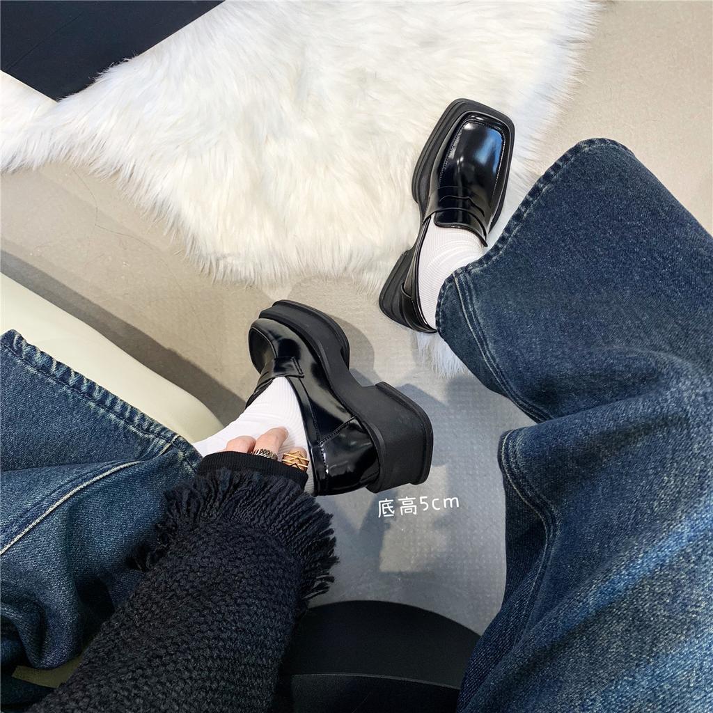 Fashion 2025 New Women'S Shoes Low Heel Loafers Casual Ladies Slip On Square Toe Shoes Female Elegant Fashion Shoes Zapatillas Mujer