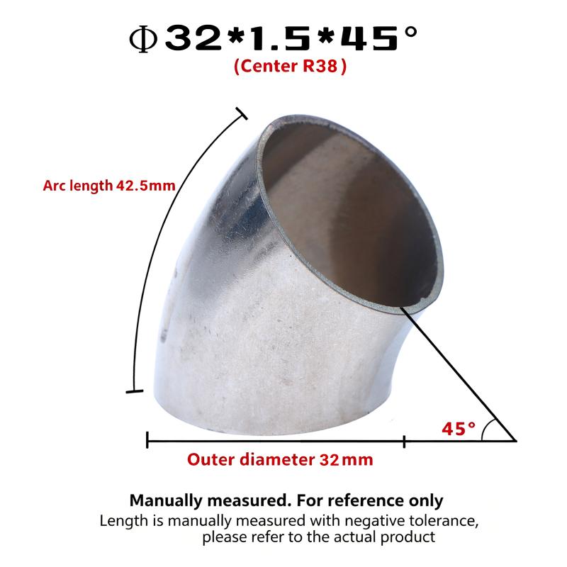 45° Weld Elbow Corrosion Resistant 304 Stainless Steel Butt Weld Pipe Fitting 16-80mm OD for Gas Pipelines