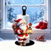 Cartoon Elk Santa Claus Paper Towel Holder Wooden Roll Paper Towel Holder  For Christmas Home Decor