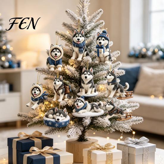 Dog Shaped Hanging Decor 2026 Christmas Advent Calendar, 24-Day Ornaments Countdown Calendar with 24 for Kids Pcs 2D Acrylic Figures Lovers,