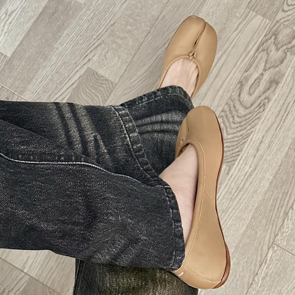 Версия из овчины~ ретро кожаные мягкие подошвы копытца свиньи с раздвоенным носком туфли женские не устающие ноги на плоской подошве с мелким вырезом одинарные туфли подкова