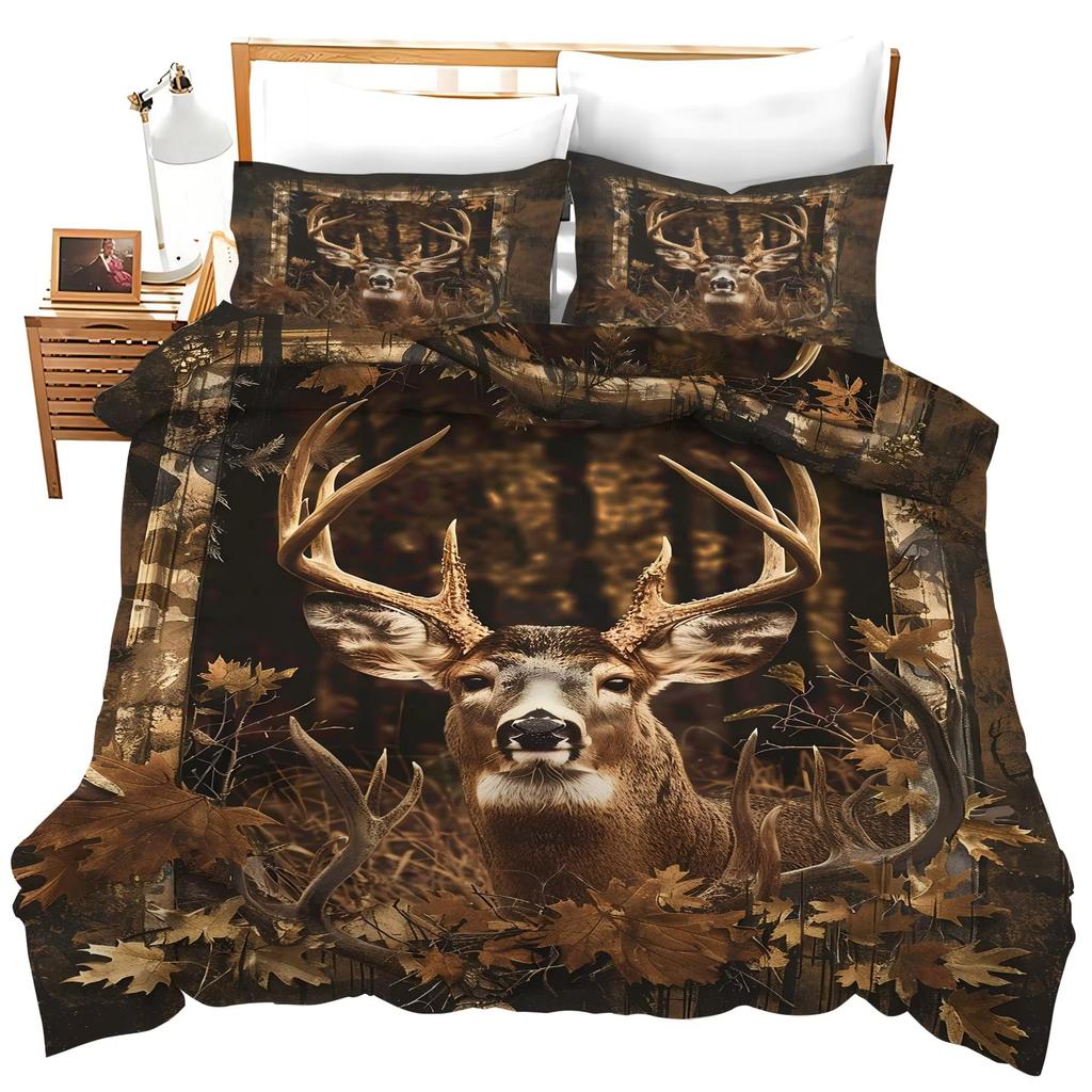 Комплект пододеяльника Wild Deer Односпальный Двуспальный Королевский размер Рустикальный Фермерский стиль Мягкий комплект постельного белья Взрослые Женщины Подростки Милые Пододеяльники с животными