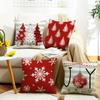 Red Atmosphere Snowflake Element Letter Print Christmas Holiday Warm Pillow Case Home Decoration Sofa Cushion