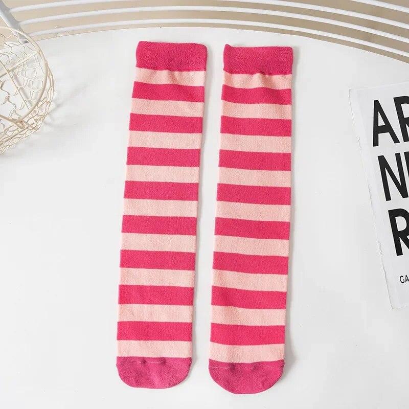 1 пара модных детских гольфов для девочек, длинные гольфы в полоску в стиле ретро, ​​длинные чулки для детей, аксессуары для школьной одежды