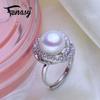FENASY Натуральные пресноводные жемчужные кольца для женщин Модные вечерние регулируемые серебряные кольца Подарки на день рождения