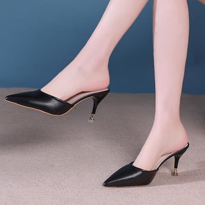 Женская обувь 2024 года, горячая распродажа, осенние женские тапочки для улицы, закрытый носок, однотонные высокие каблуки, платье, офис, профессиональные тапочки для женщин