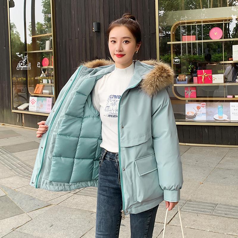 Fashion new ins wind medium and long thickened large fur collar cotton-padded jacket for women's casual loose fashion warm winter cotton-padded jacket