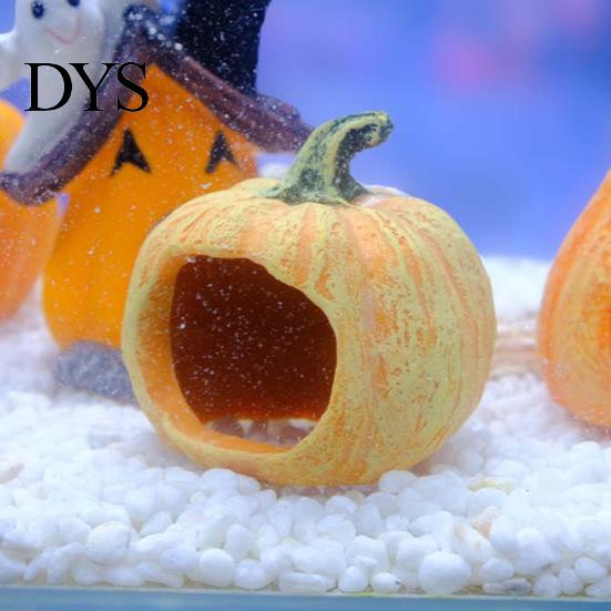 Fish Tank Landscaping Ornament Halloween Pumpkin Aquarium Hideout, Ghost Face Betta Reptile Accessories Hide Cave, Decorative Shrimp Hideaway for