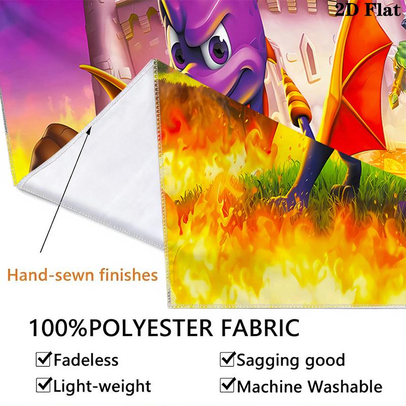 Spyro Trilogy Wall Tapestry Aesthetic Wall Hanging Printed Fabric Blanket Decorative Tapestries For Bedroom Living Room Home Decor