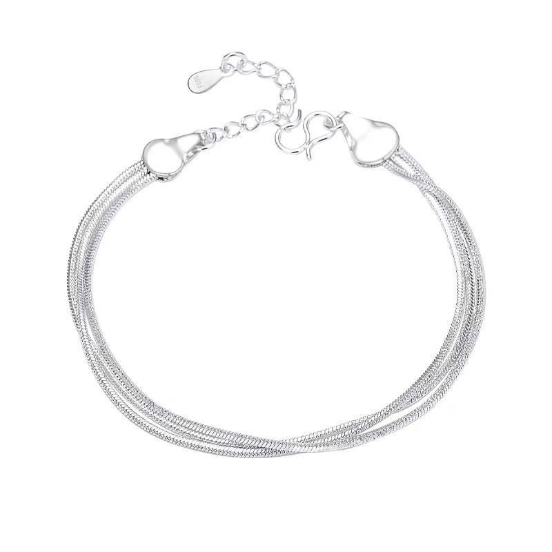 S925 Silver Plated Octagonal Snake Bone Bracelet - Minimalist High-End Luxury Multi-Layer Women's Accessory