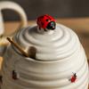 15.8oz/450ml Ceramic Coffee Mug with Handle and Lid Water Cup Ladybug Butterfly Bee Decor Tea Cup for Birthday Christmas Gifts