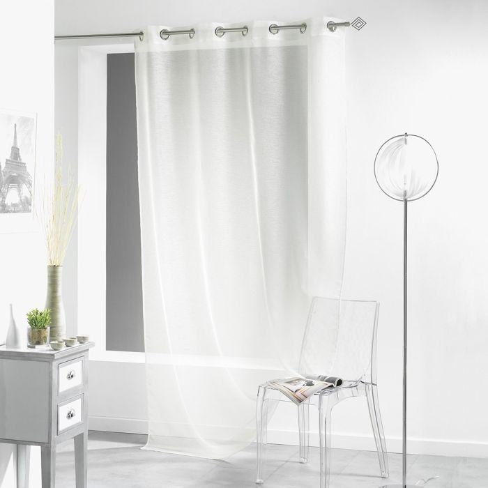 Rideau Voilage - Paris Prix - Lisséa - 140x240 cm - 100% Polyester - Naturel - Lavable à 30°C