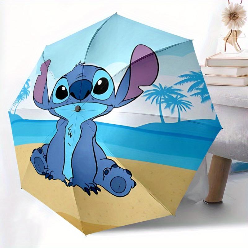 1pc Stitch Automatic Folding Umbrella: Compact 8-rib Design Cartoon Travel Companion for Outdoor, Casual Accessory