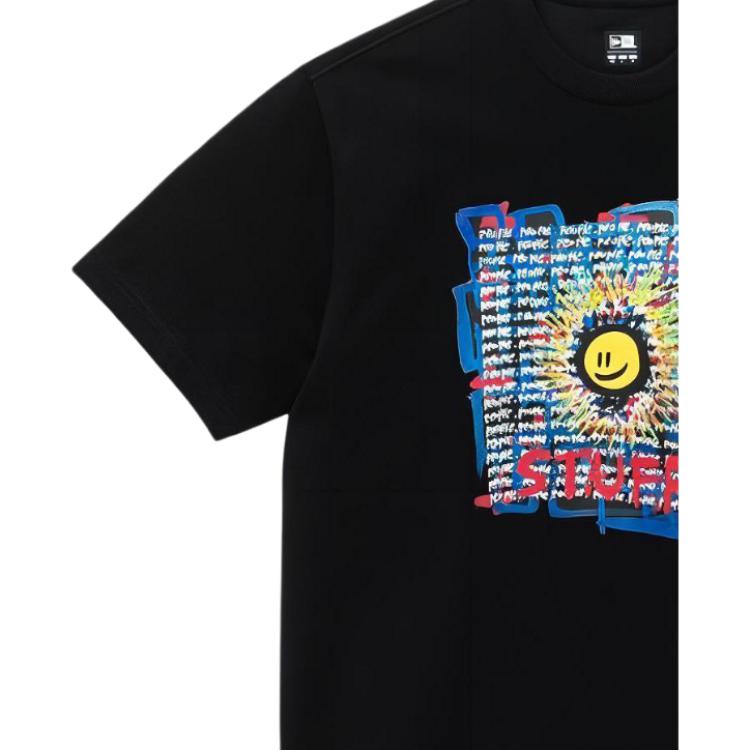 New Era SS24 Футболка с графическим принтом, круглый вырез, короткий рукав, унисекс, черная 14329684