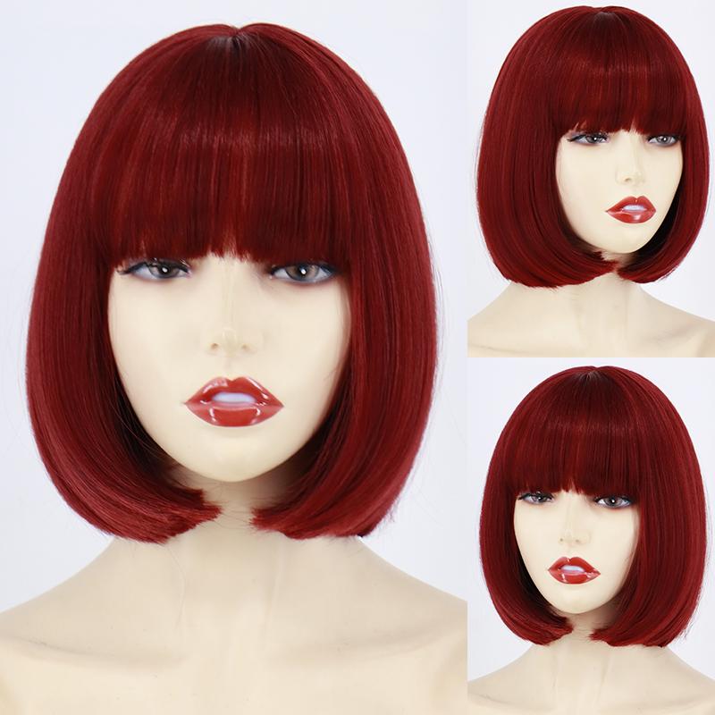 LISI HAIR Women Light Gray Hair with Bangs Synthetic Fiber Wig Cosplay Straight Bob Wig Shoulder Length Straight Bob Halloween Wig