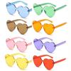 Heart Sunglasses For Women Men Rimless Eyewear Uv400 Female Pink Green Yellow Blue Orange Purple Brown Sun Glasses