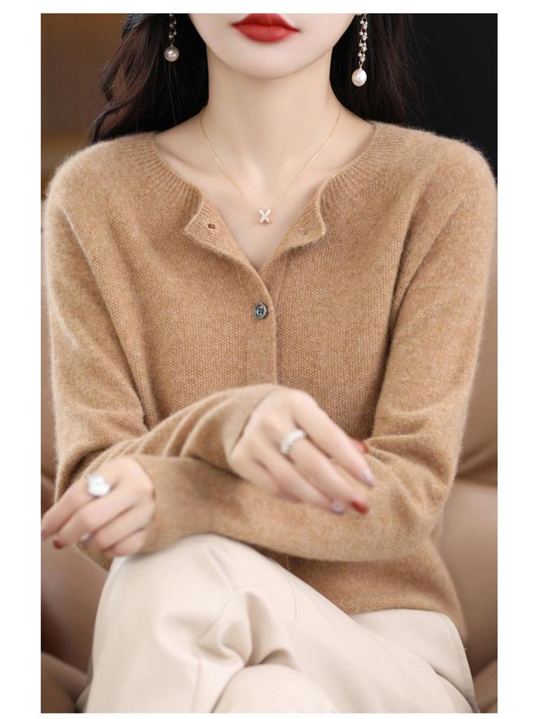 Женский кардиган из 100% шерсти однотонный - Осенняя коллекция