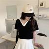 Рубашка поло женская летняя новая студенческая модель Sense Slim and Thin Интернет-знаменитость Контрастная цветная футболка с короткими рукавами