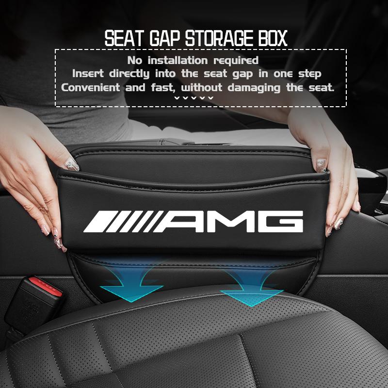 AATU1 Car Leather Seat Gap Organizer Side Pocket Seat Storage Box Interior Accessories For AMG Mercedes Benz B-CLASS C-CLASS GLC GLE