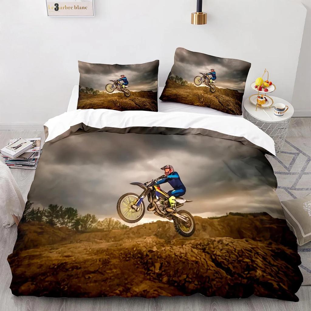 Пододеяльник для мотоциклиста, комплект постельного белья для мотокросса, чехол для мужчин, прочный чехол из полиэстера размера Queen King