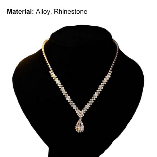 1 комплект свадебного ожерелья, серьги в форме капли воды, ювелирные изделия со стразами, сверкающий комплект ювелирных изделий в корейском стиле для свадьбы