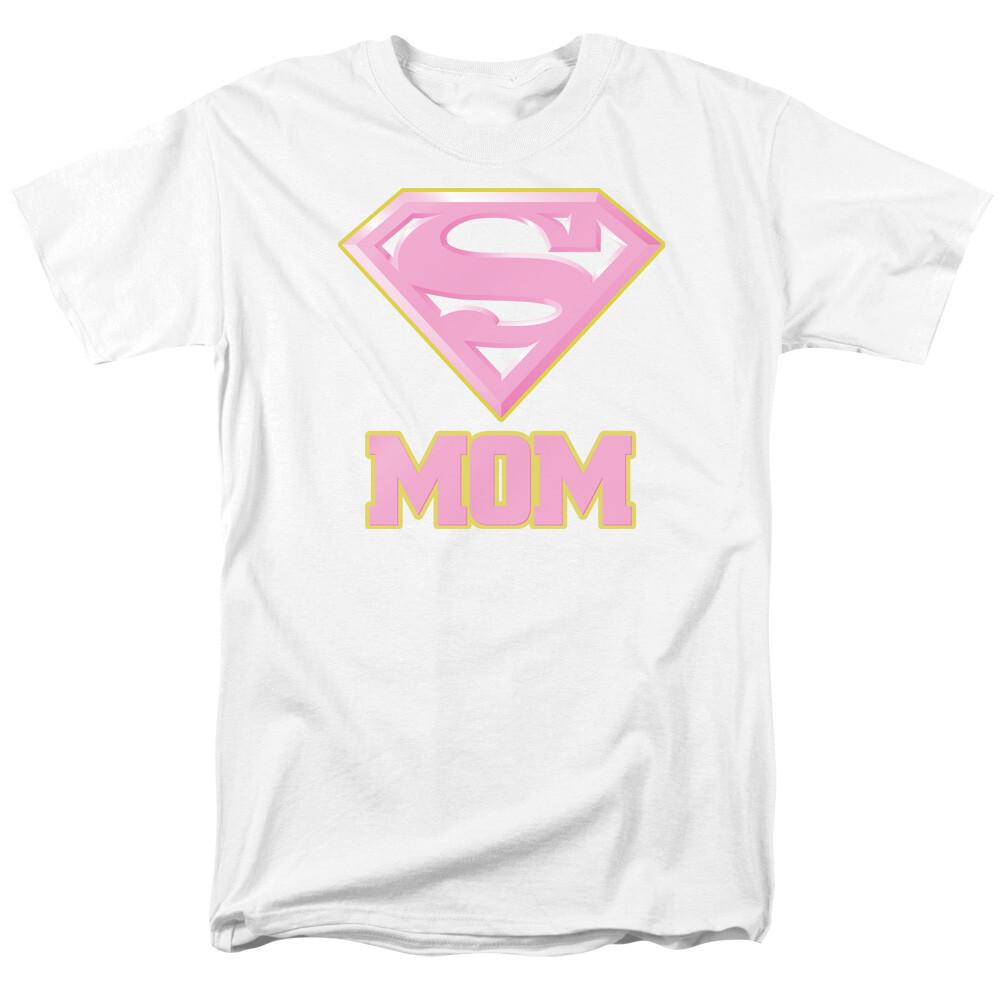 26 Superman Super Mom Pink Logo T Shirt Licensed Comic Book Movie Tee White Unisex T-Shirt