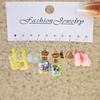 1 Set Women Cartoon Animal Earrings Different Shapes Drinking Bottle Hook Earrings Food Sweet Color Acrylic Dating Hanging Earrings