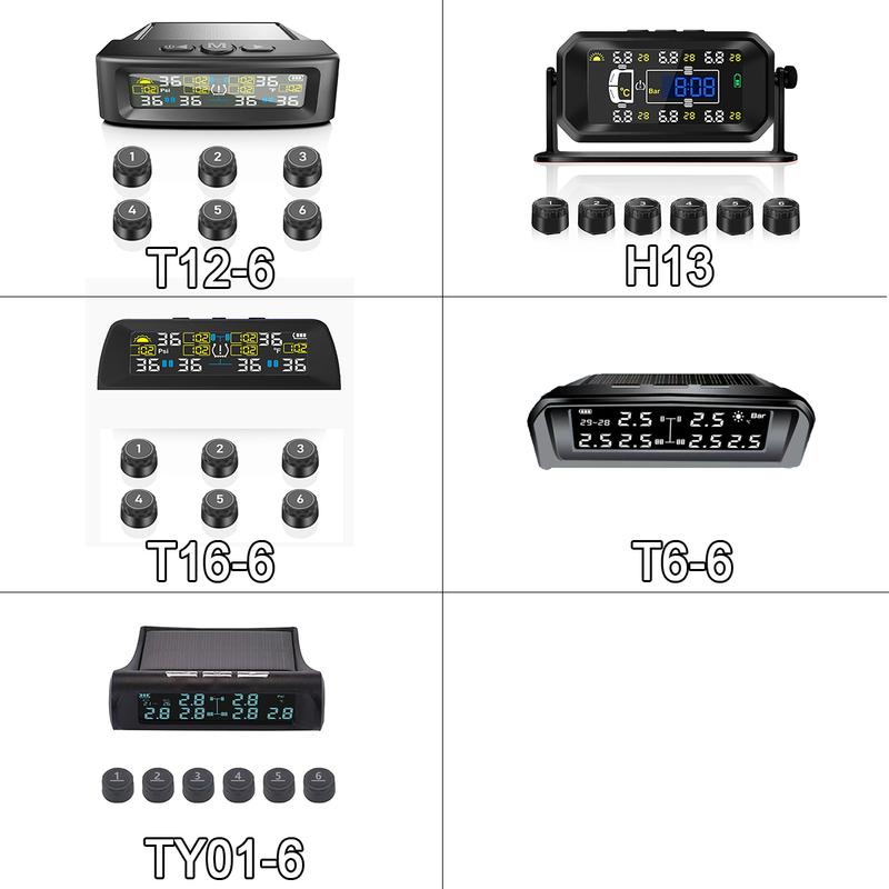 6 датчиков TPMS Система контроля давления в шинах Дом на колесах Грузовик Внедорожник, TPMS на солнечных батареях Автомобильная сигнализация Датчик давления в шинах