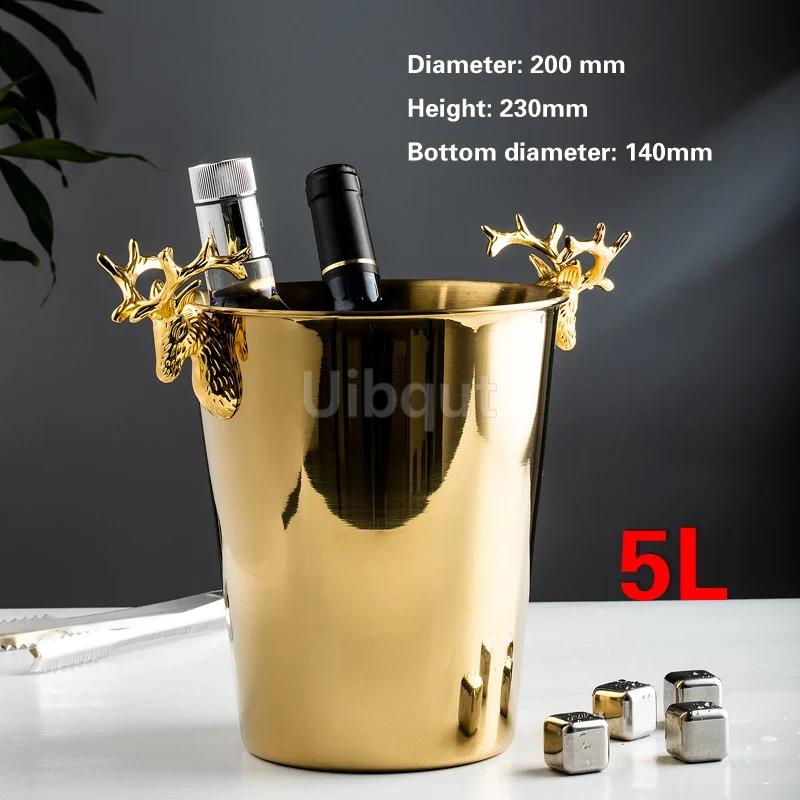 Fashionable and Creative Ice Bucket Stainless Steel Golden Hammer Pattern Ice Bucket Red Wine Champagne Ice Wine Barrel