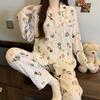 Cloud Cotton Pajamas Women'S Long-Sleeved Cardigan Cute Cartoon Girl Style Loungewear Suit
