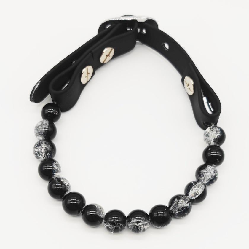 Fashion Pet Beaded Necklace Adjustable Transparent Glass Dog Cat Pearl Collar
