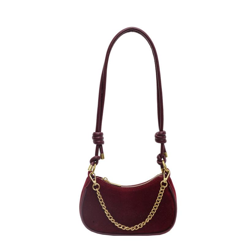 Women's Suede Chain Bags Versatile Zipper Bag Feminine Shoulder Bag Crossbody Bags Vintage Casual