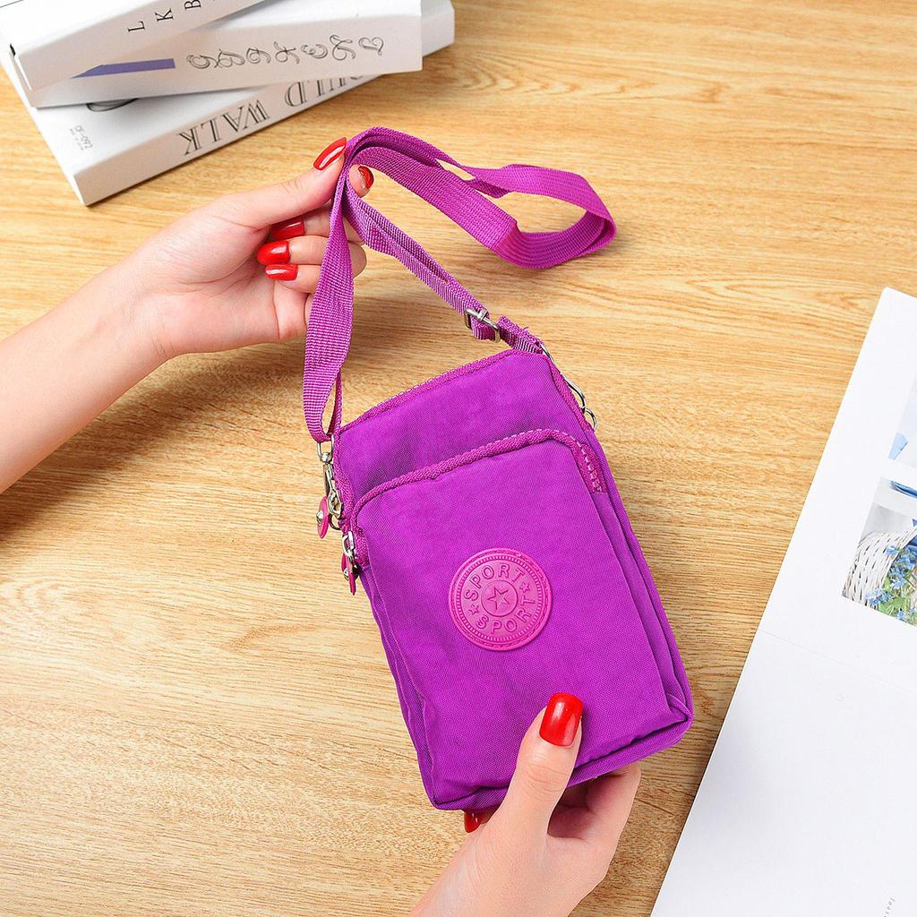 Women's Nylon Multipurpose Bag: Crossbody, Mobile, Coin Purse, Wrist & Neck Bag for Running