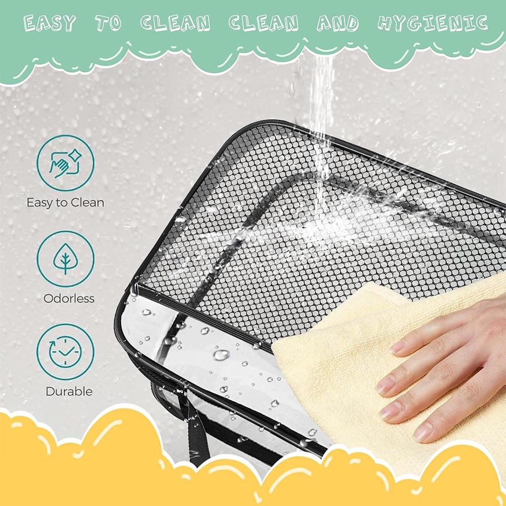 New Large-capacity Mesh Bag with Handle Travel Makeup Bag Zipper Bag Portable Portable Bag Casual Portable Toy Packaging Bag