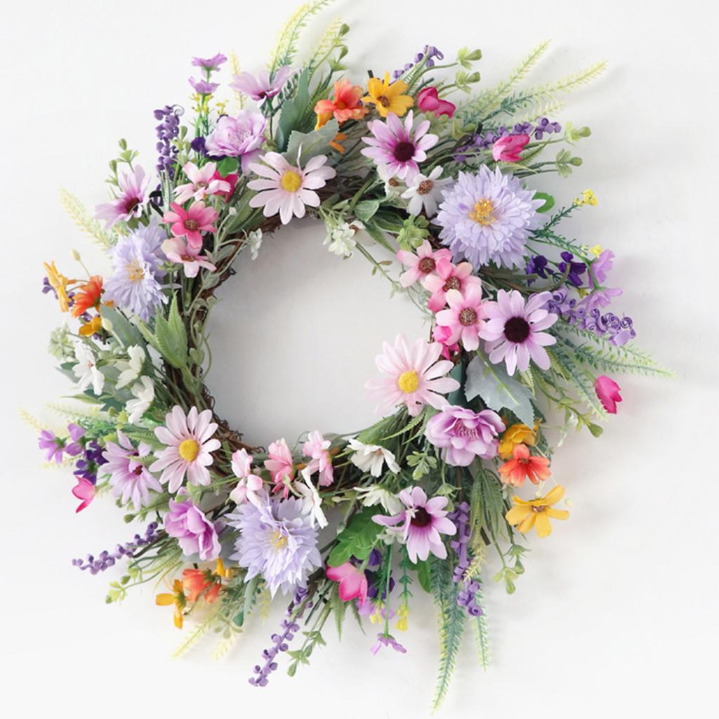 Artificial Flower Wreath Spring Wreath Decoration for Front Door Farmhouses Garden for Wedding Party Decoration